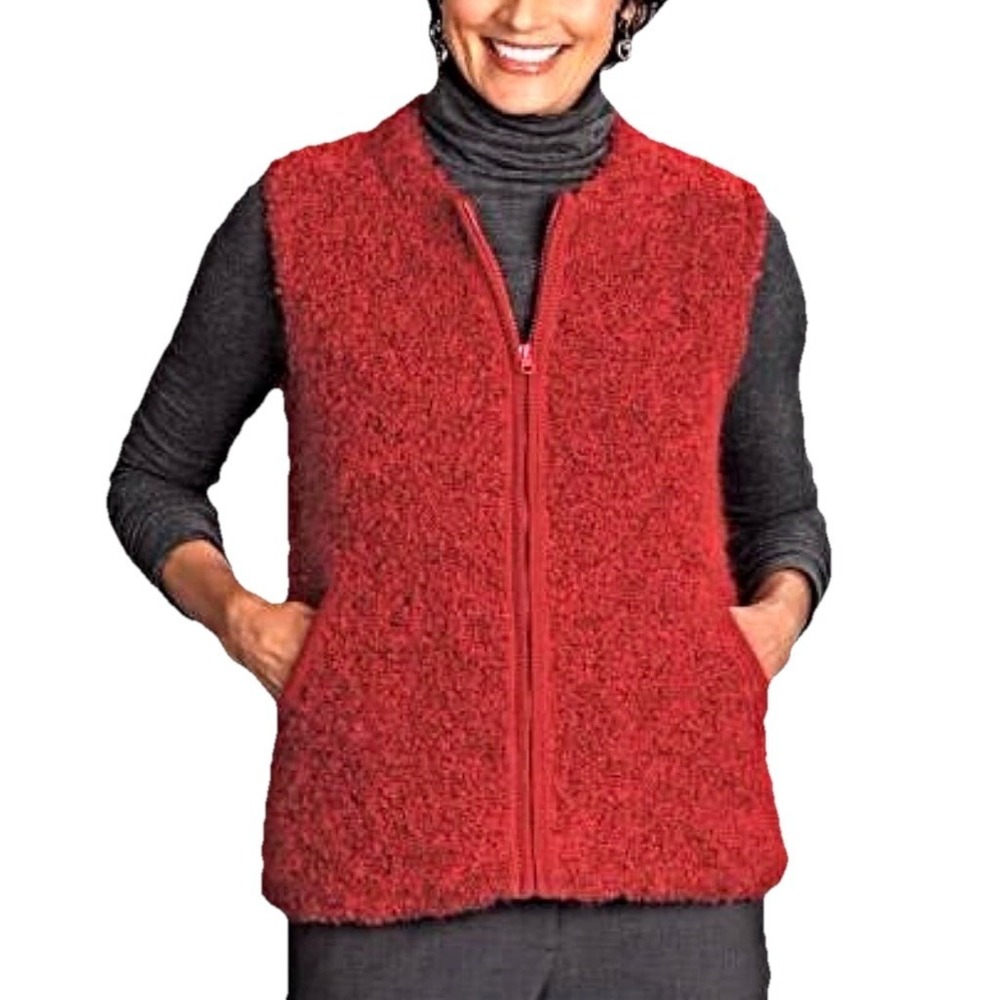 Tey-Art Alpaca Vest in Rosewood Red Handmade In Peru Zipper Women's Size Large